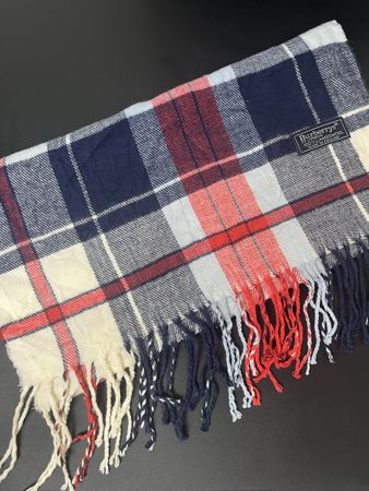 Echarpe Burberrys laine blanc et bleu carreaux 