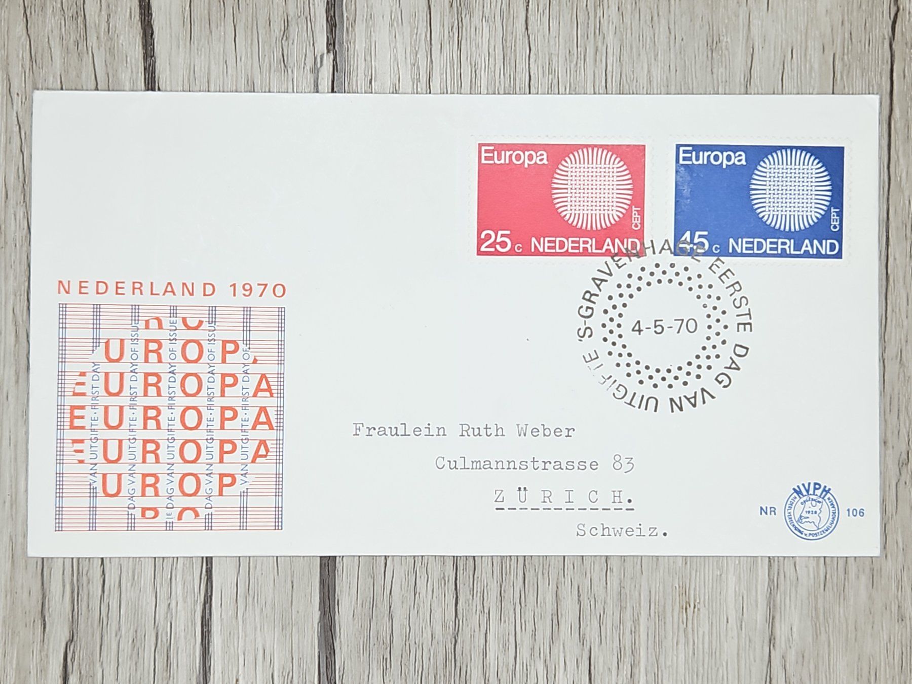 Tutti i francobolli: CL14 Enveloppe + Timbre Pays-Bas 1970 – Usato da Cousset venduto da Patrick_Collections