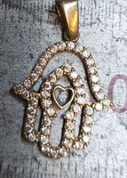 Hamsa Fatimas Hand Anhänger mit Zirkonen Gold 585Engelsurfer