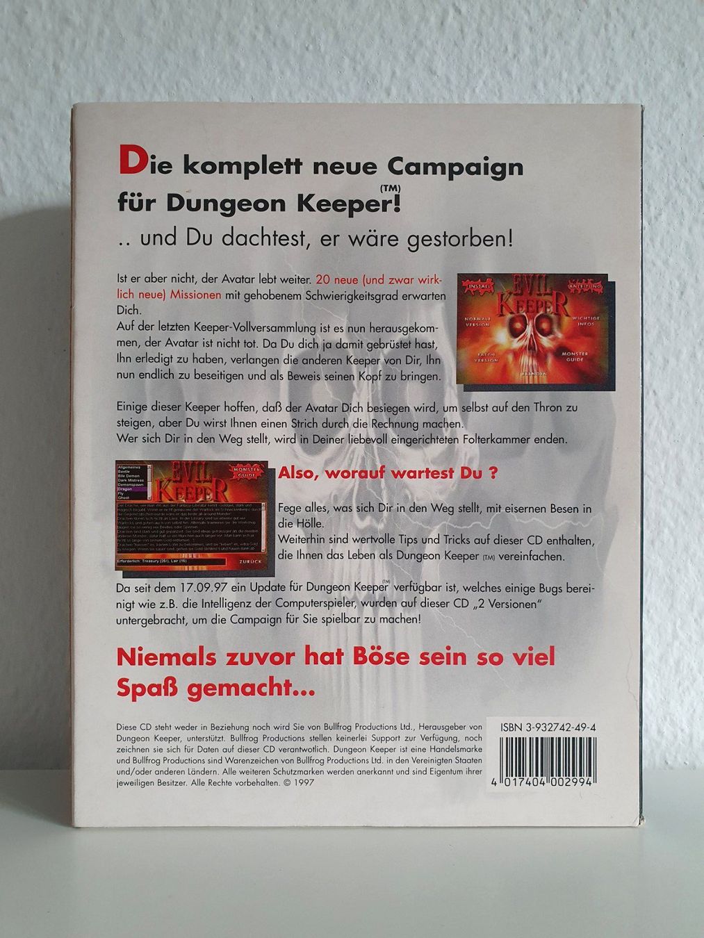 Giochi: PC Game Dungeon Keeper Add-On "Evil Keeper" (1997) Big Box – Usato da Greifensee venduto da perfectioN88 2