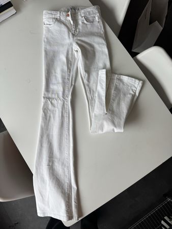 Zara White Denim Flare Jeans, 34, extra lang
