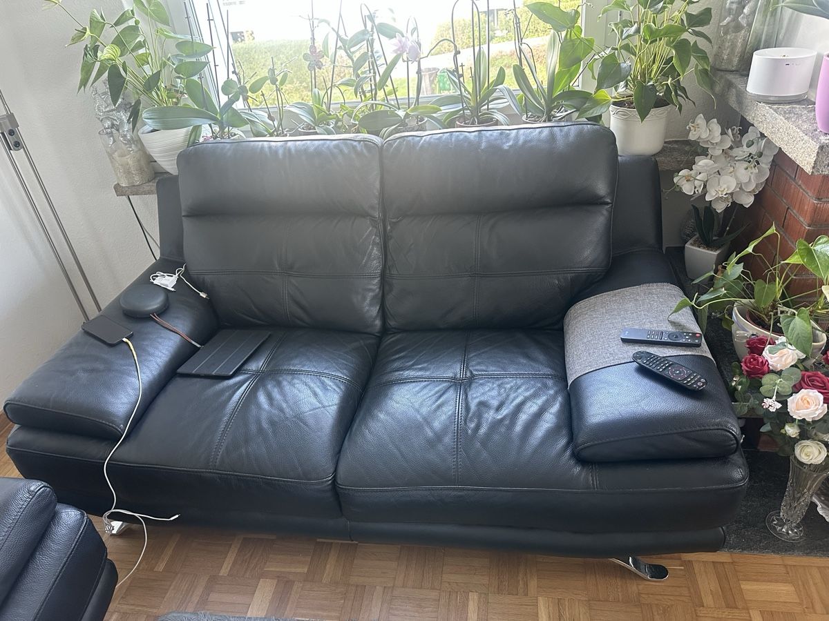 Conforama Divani: Ledersofa Schwarz 3er & 2er – Usato da Maur venduto da levacica 2
