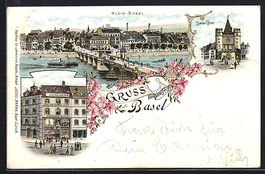 Litho Basel, Hafenpartie m. Dampfer, Spa