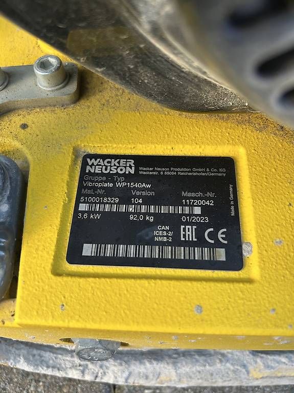 Wacker Neuson Tutte le macchine: Vibroplatte Wacker Neuson WP1450 – Usato da Stein AR venduto da pbl13grv 1