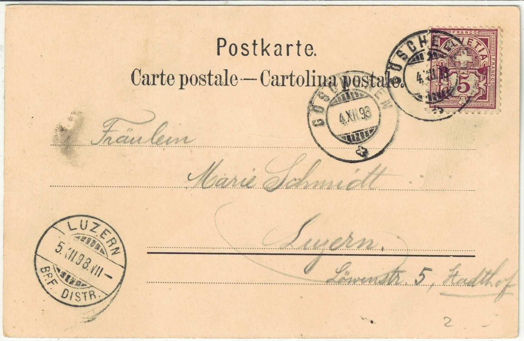 Cartoline postali: Gotthardbahn - Amsteg mit Gotthatdbrücke 1898 – Usato da Ettingen venduto da Kartenplanet 1