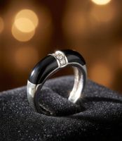 Stilvoller Designer-Silberring (925) mit Onyx - NEU