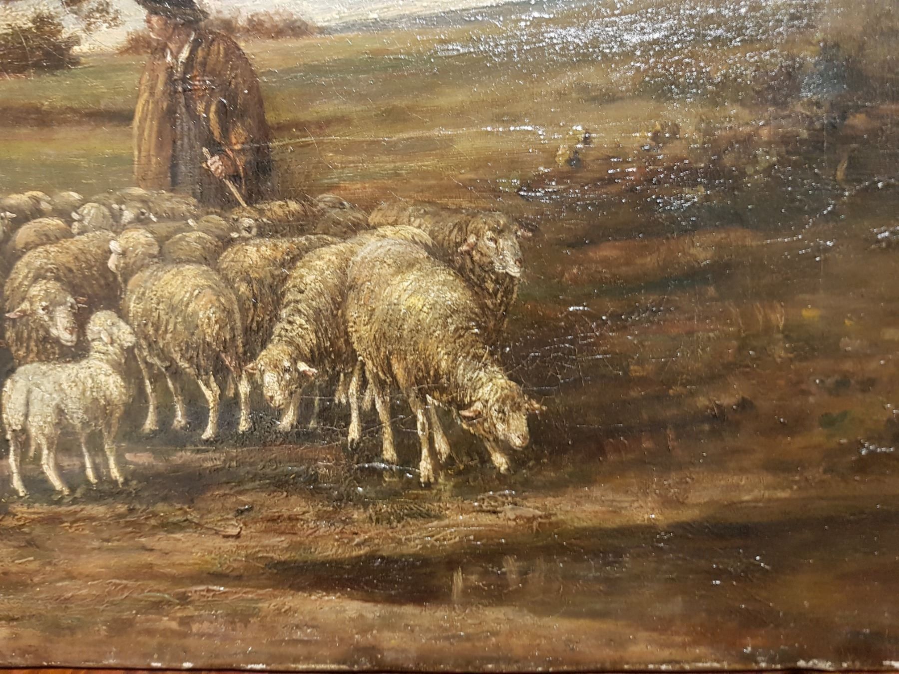 Dipinti: beau tableau 19ème berger et ses moutons – Usato da Lausanne venduto da leneko 6