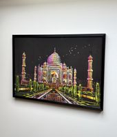 Handgemachtes Taj Mahal Scratch Painting mit Metallrahmen