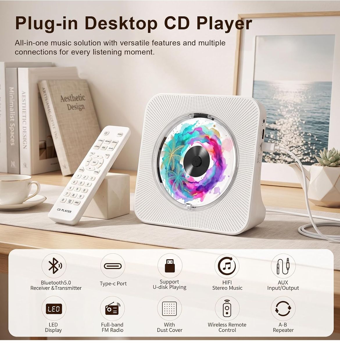 Audio- & Mediensysteme: Gueray Tragbarer CD Player mit Bluetooth Desktop CD-Player  – Neu und originalverpackt aus Rheineck von cha_p9qy 8