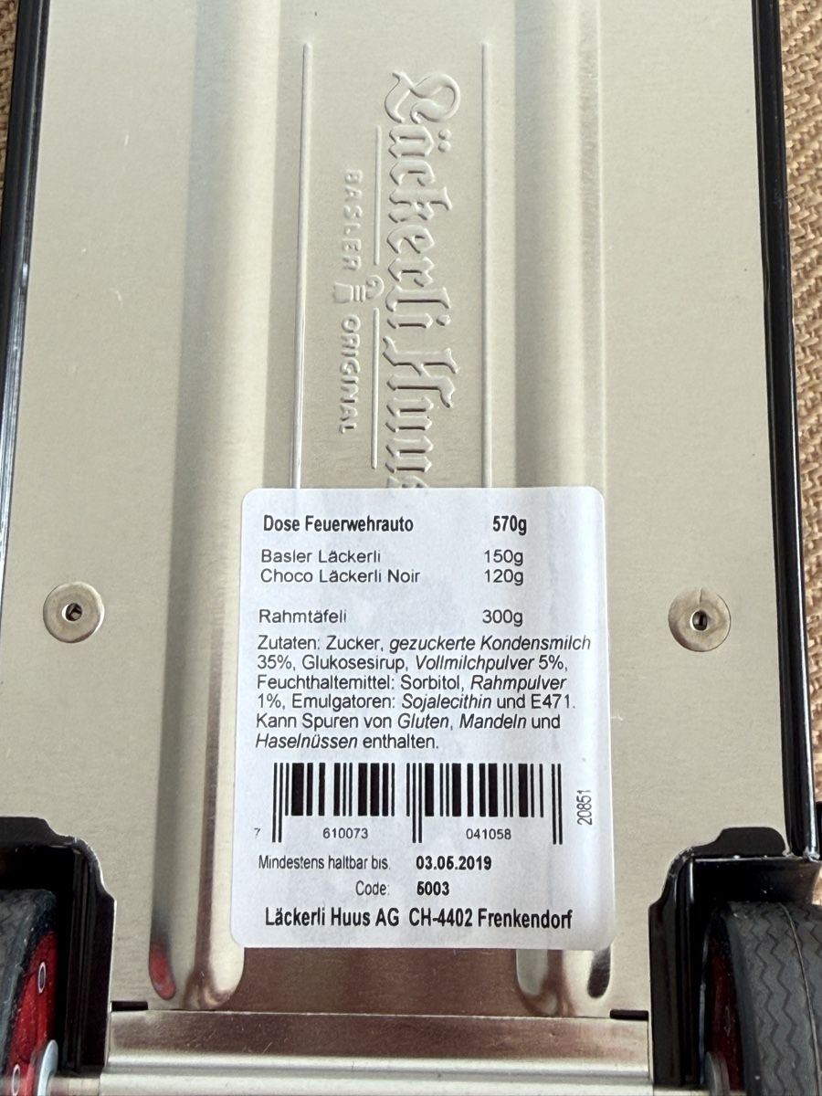 Contenitori & Simili: Blechdose LÄCKERLI-HUUS BASEL Feuerwehrauto – Usato da Konolfingen venduto da petzipetz 6