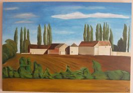 Tableau Acrylique sur tintoretto - Campagne - 100x70cm