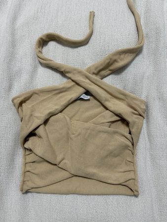 Top Zara croisé à nouer beige, taille S