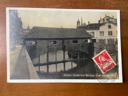 AK Zürich, gedeckte Brücke 1925