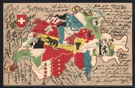 Schweiz, Landkarte, Luzern, Zürich, St.