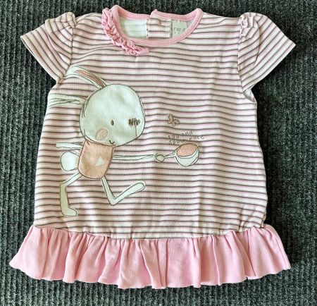 TOP 🩷 Gr 86 rosa T-Shirt mit lustigem Hasen + Rüschen