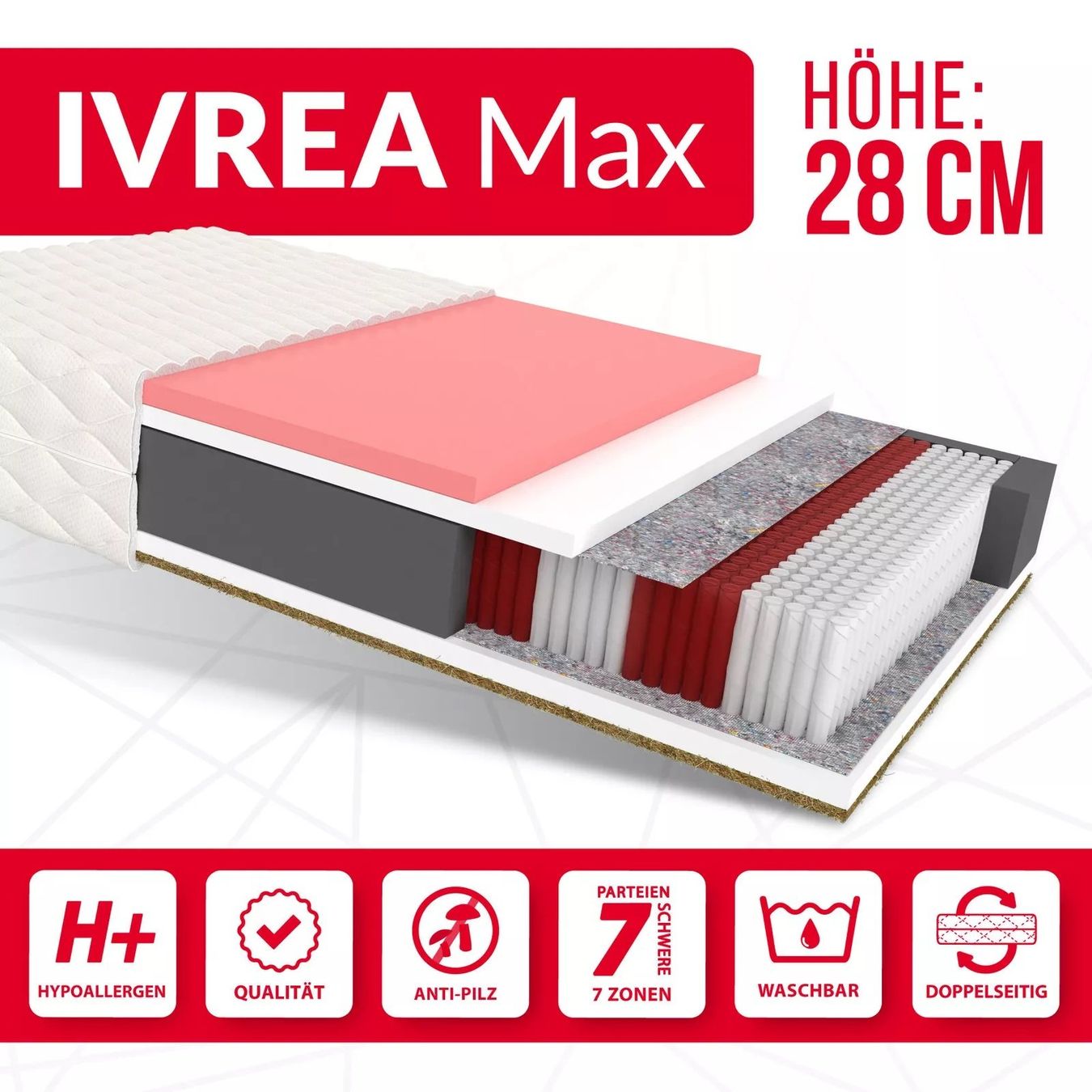 Materassi: Matratze 140x200 IVREA MAX Multipocket Jersey – Nuovo e nell'imballaggio originale da Wallenwil venduto da toesstal-vertrieb 2