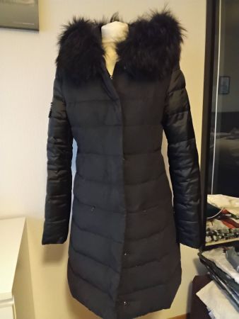 Parka Sam-Rone noire avec capuche en fourrure raton laveur