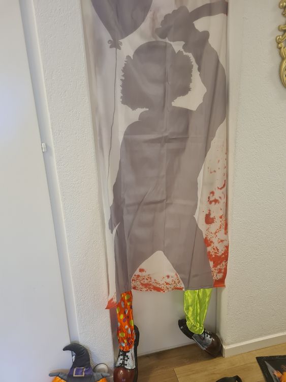 Halloween Garagentor Banner – 2,1x4,8 M, Polyester, Mit Killer-/Zombie-Motiv, Inkl. Bänder & Haken, Für Outdoor-Deko