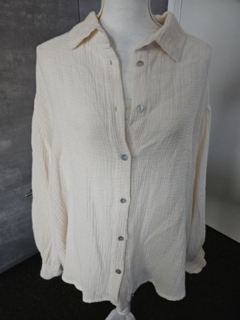 YEMOCEAN Hemd hell beige L/XL Musselin Bio-Baumwolle 