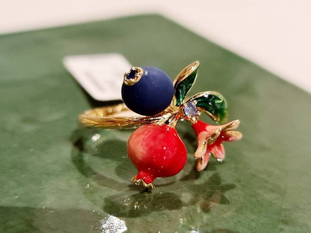 Ringe: Emaille Ring mit Früchten Gelbgold Gr. 52 – Neu und originalverpackt aus Stein am Rhein von JuwelierSteinbock.CH 1