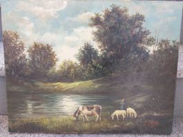 ‘Landscape with animals’ - G.Giusto 1979 (Giusto Gennaro)