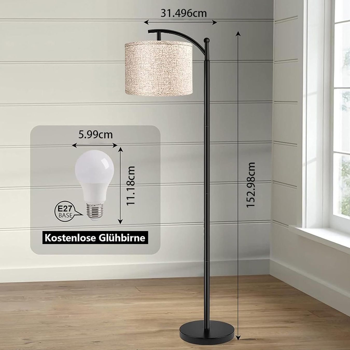 Lampade: Stehlampe LED 3 Farbtemperaturen Leselampe Wohnzimmer – Nuovo e nell'imballaggio originale da Schaffhausen venduto da tra_6j5m 4