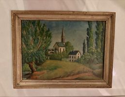 ANCIEN TABLEAU PEINTURE SUR BOIS