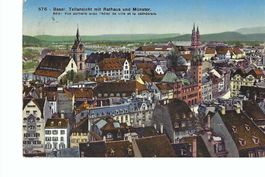 Basel: Ansicht von Rathaus & Münster,, Bâle 1918