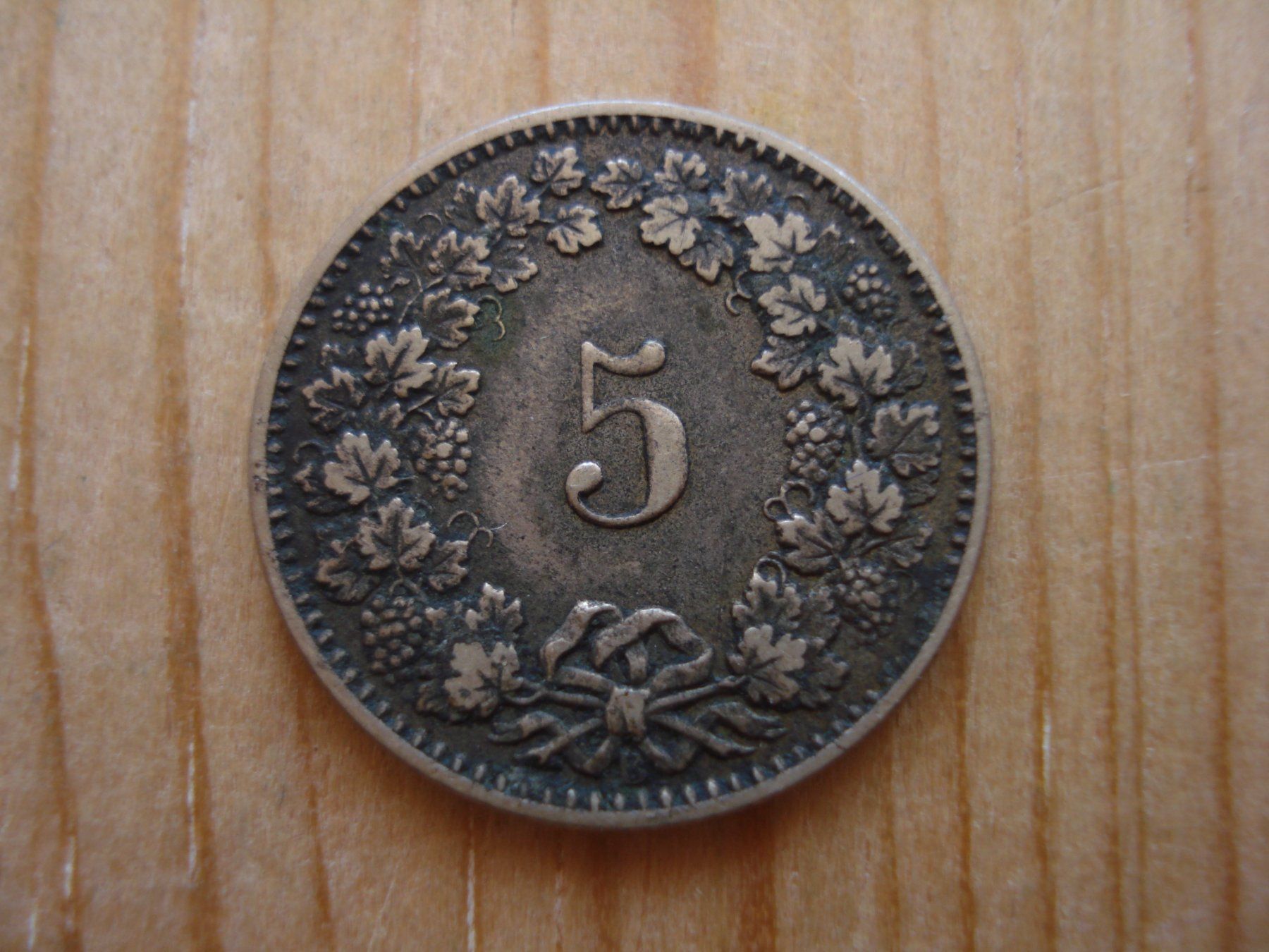 Alle Münzen: (P2) 5 Rappen 1874 – Gebraucht aus Erlach von Net-Coins 1