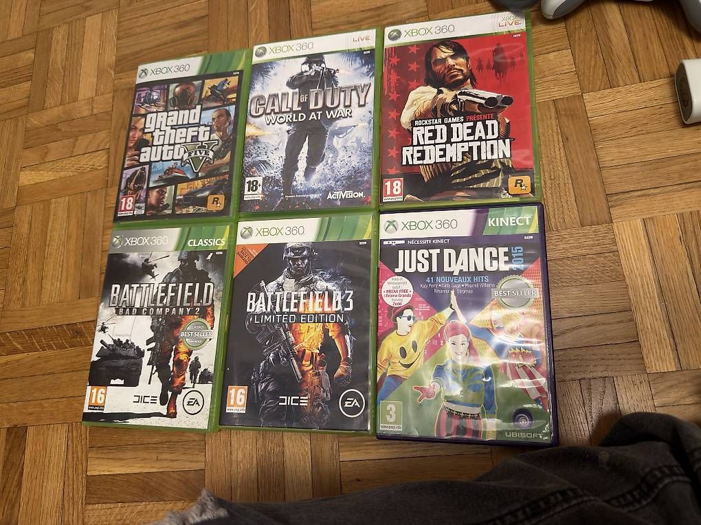 Consoles: Xbox 360 + 2 manettes + 6 jeux + télécommande  – D'occasion à Meyrin par catarinalopes96 1