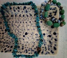 set of 3 stone pieces in shades of blue (real turquoise) 