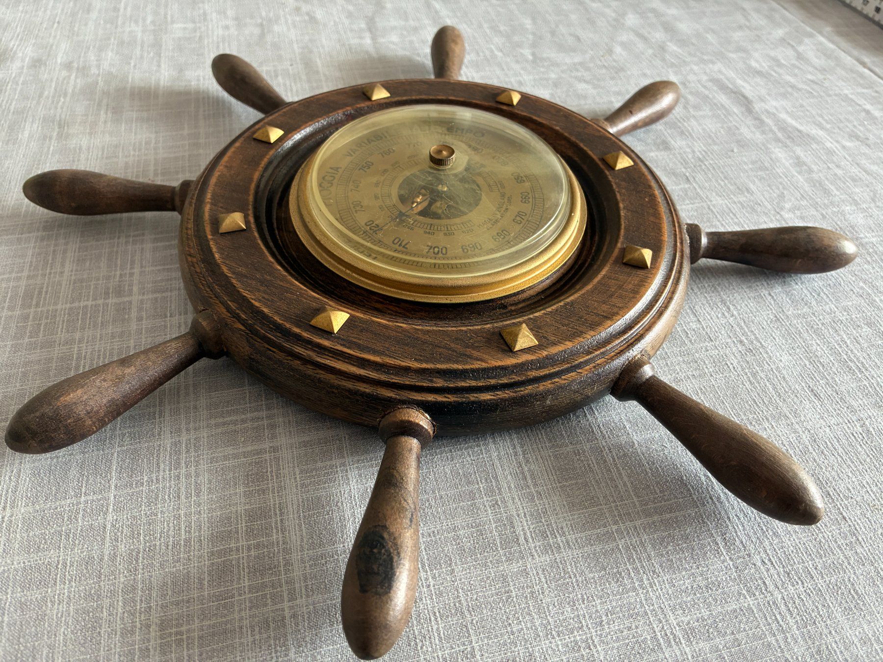 Altri elettrodomestici e apparecchi d’epoca: Schiffsrad-Barometer aus Holz, Ø 30cm – Difettoso da Biberist venduto da longimanus3 1