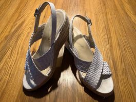 Sandale, Damen, Gr.37,weiss Keilabsatz, sehr bequem