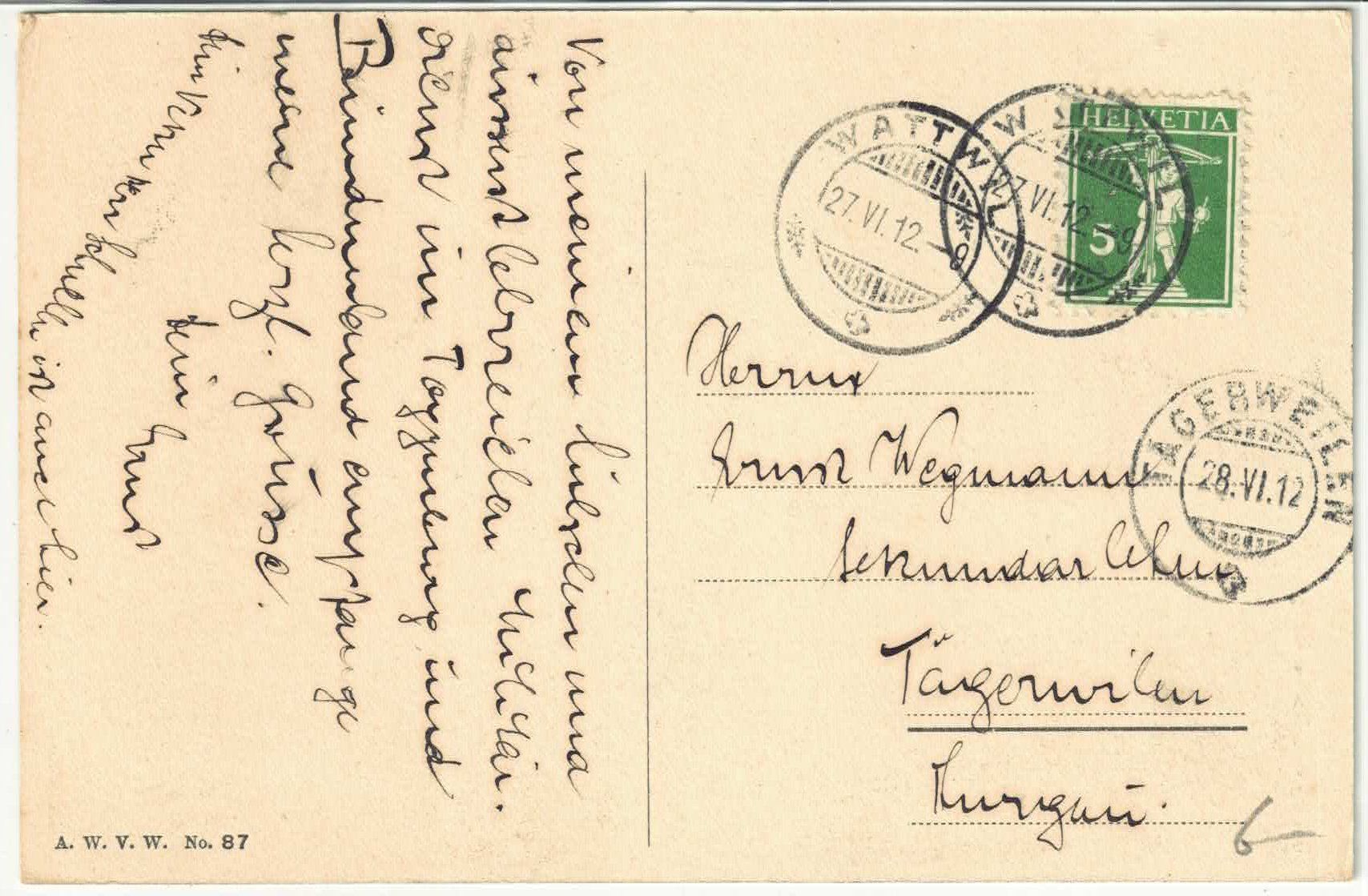 Cartes postales: Wattwil - Ruine Yberg - Litho – D'occasion à Ettingen par Kartenplanet 1
