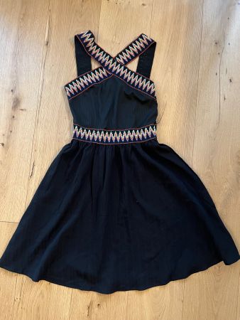 Boho Kleid Ethno schwarz A-Linie Stretch No Name