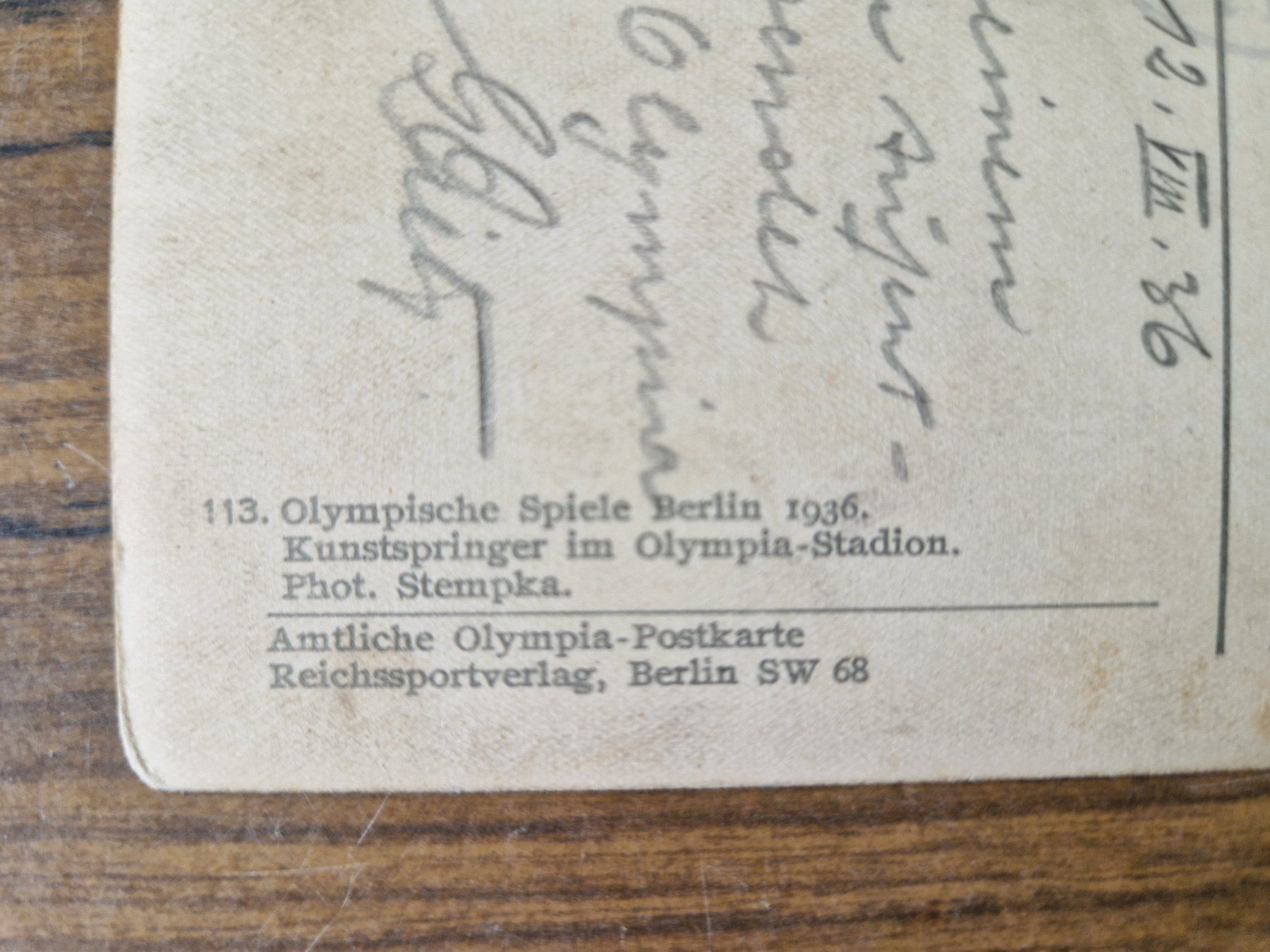 Ansichtskarten: Olympische Spiele 1936 Wasserspringen – Gebraucht aus Mörschwil von aik_x8mc 2