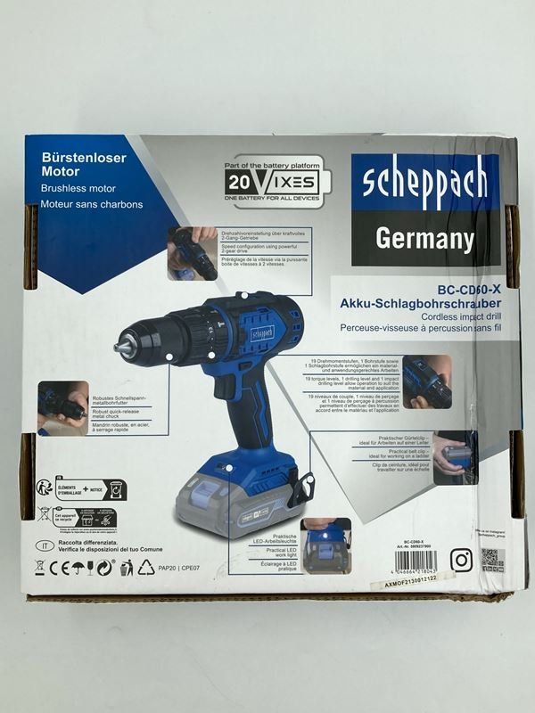Scheppach Trapani: SCHEPPACH | Akku-Schlagbohrschrauber | BC-CD60-X – Usato da Wittenbach venduto da Restwert_St-Gallen 1