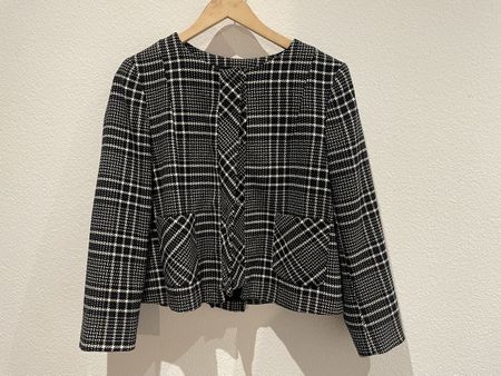 Zara Basic Black and White Plaid Blazer, Size S