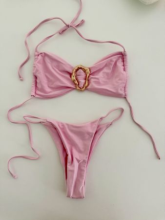 Bikini Set Pink mit Golddetail Grösse S guter Zustand