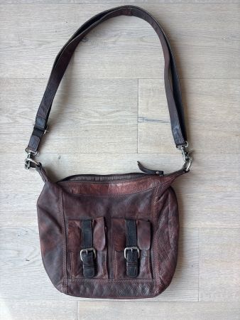 dunkelbraune Ledertasche (echtes Leder) Marke Varese