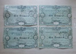 Geneve ++ Lot 4x 10 Franken 1856
