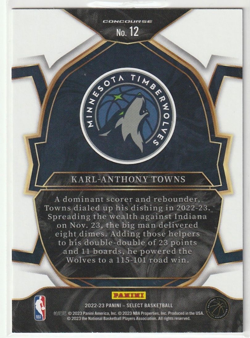 Panini Sammelbilder & Trading cards: Karl-Anthony Towns Panini Select Blue Concourse 2022-23 NBA – Gebraucht aus Biel/Bienne von historian-198 1