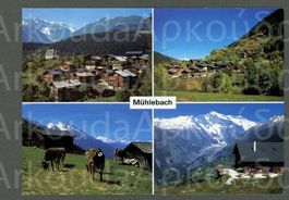 AK color Mühlebach VS Chäserstatt,Goms,Ernen,4-Bild ≈ 1991