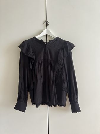 Baumwoll-Bluse, Broderie Anglais, schwarz