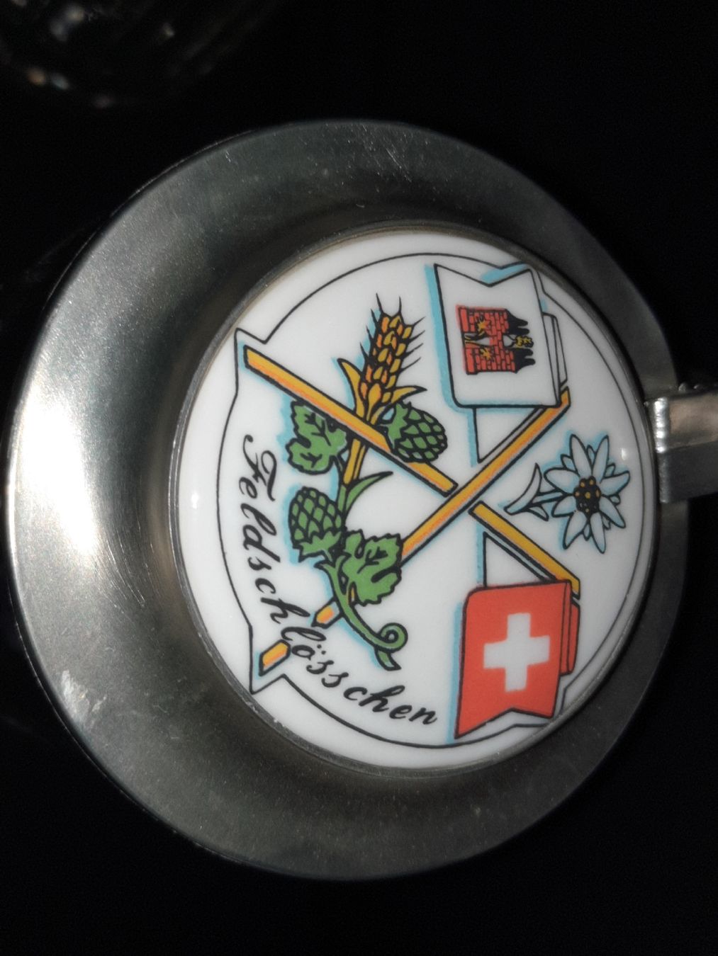 Feldschlösschen Bicchieri: 2x Bierkrug mit Zinndeckel – Usato da Zuchwil venduto da bvj_5t82 4