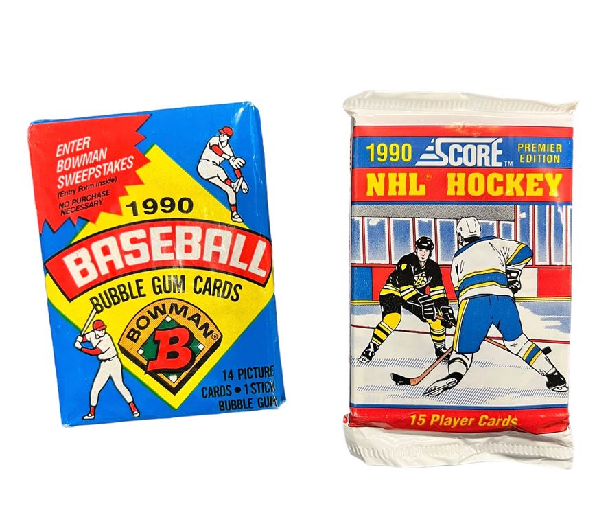 🔥 AUCTION 🔥 Sport Packs (NHL, Baseball) 1990 - 2 packs (Neu und ...