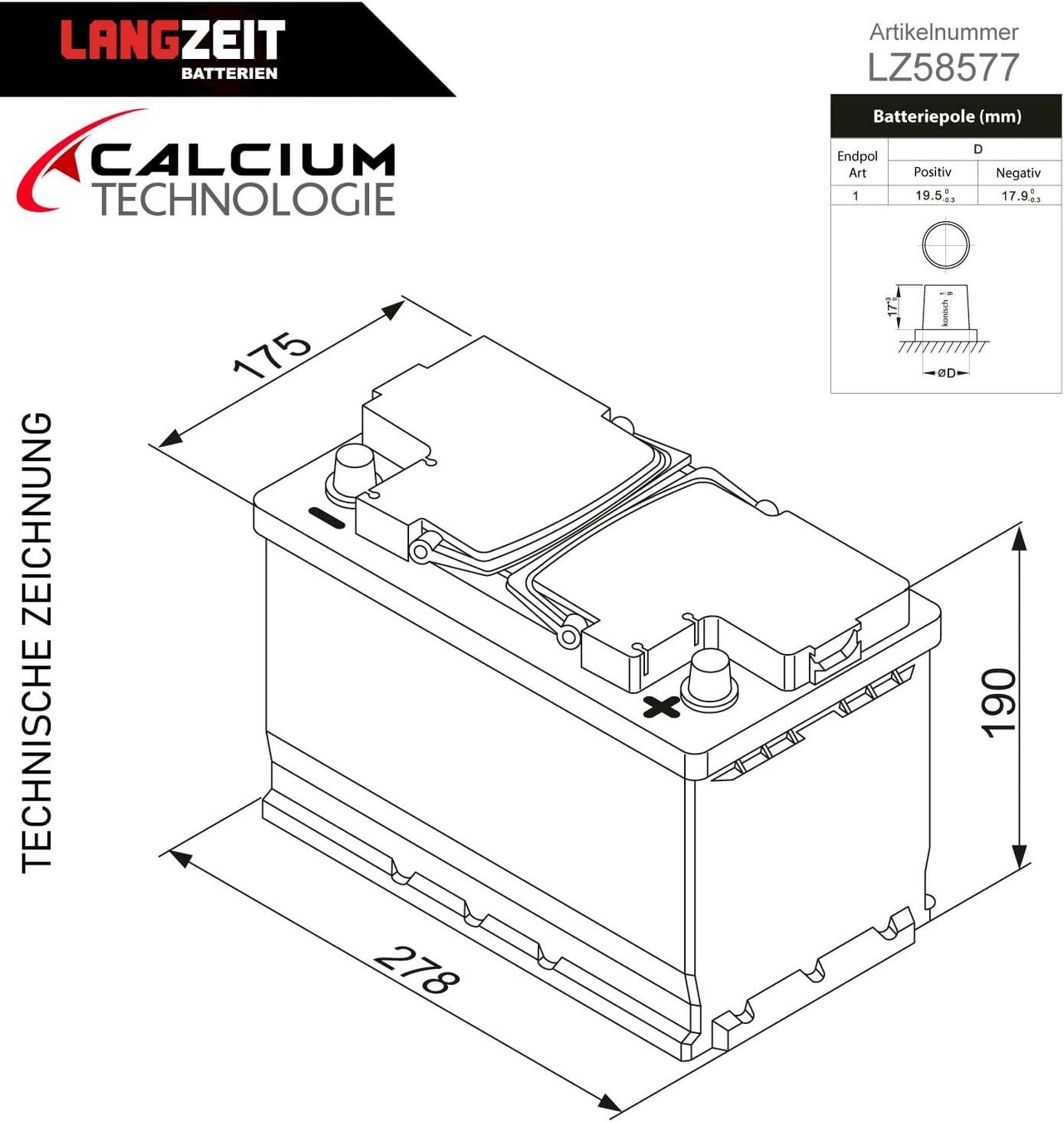 Batterie: LANGZEIT Autobatterie 12V 85Ah – Nuovo e nell'imballaggio originale da Bottighofen venduto da zaap 4