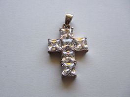 Pendentif croix argent 925 zirconiums cubiques