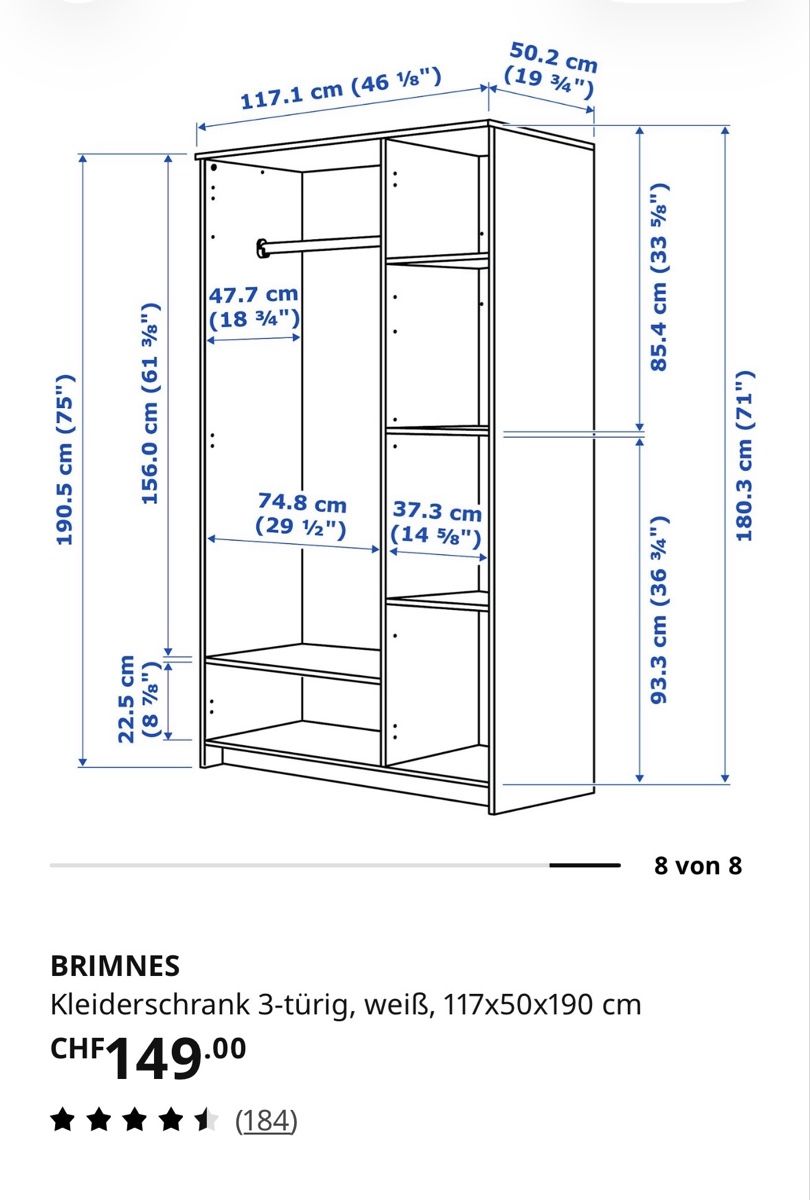 Armadi: Kleiderschrank Brimes Ikea – Usato da Zürich venduto da Snow44 2