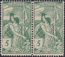 77A, ** postfrische PAAR UPU-Marken 5c (grün), Kat: 380.-+